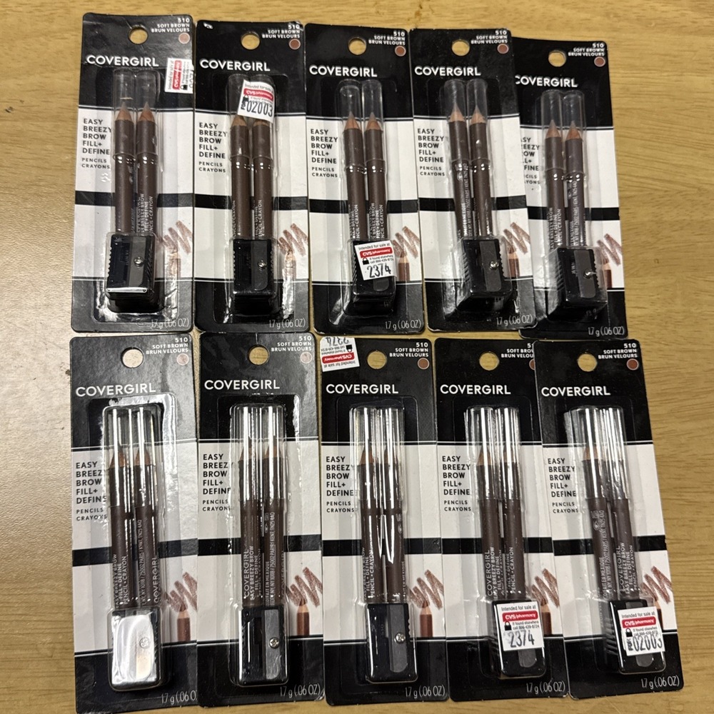 Lot Of 10 COVERGIRL Easy Breezy Eyebrow Pencils, 510 Soft Brown ×10, New& Sealed